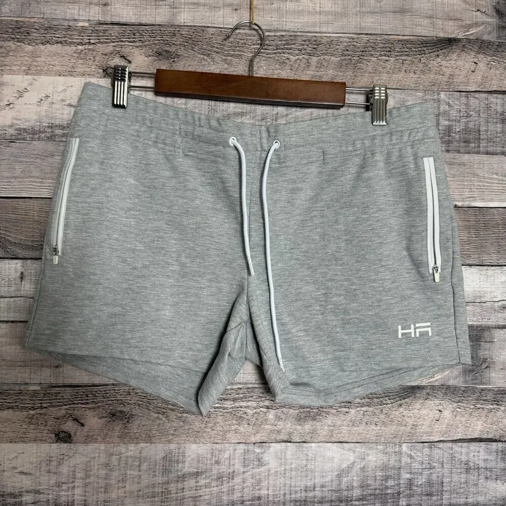 Helsinki Athletica Men XL Heather Gray Active Wear Shorts Zip Pocket